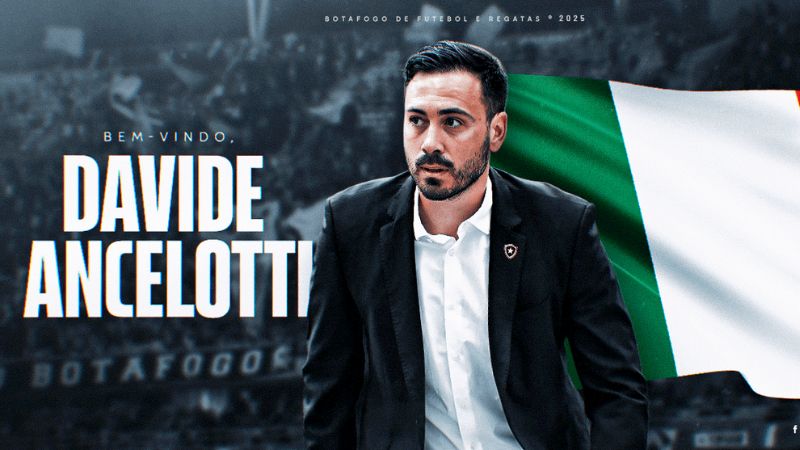 El Botafogo anunció a Davide Ancelotti, el hijo de Carlo Ancelotti, como nuevo DT.