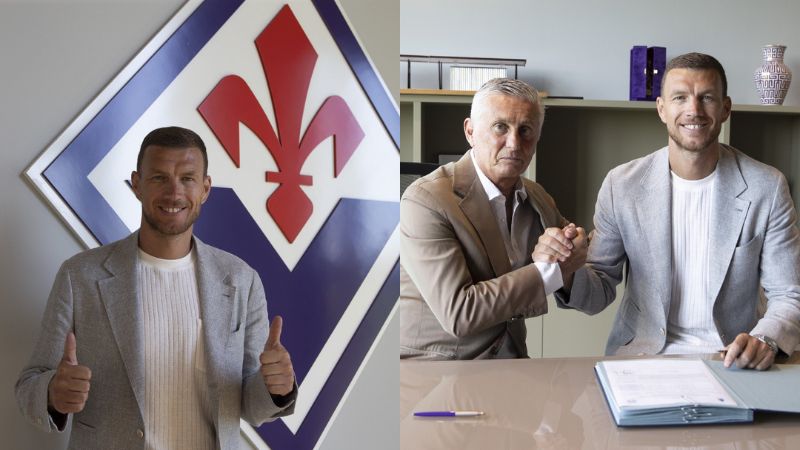 Edin Dzeko firmó contrato como nuevo futbolista de la Fiorentina de la Serie A italiana.