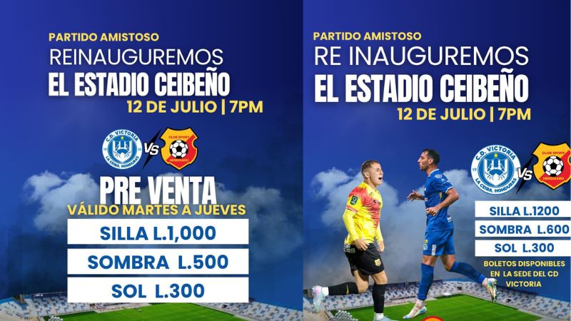 El primer partido internacional amistoso en el nuevo césped del estadio Municipal Ceibeño será el que protagonicen Victoria y Club Sport Herediano, campeón de Costa Rica.