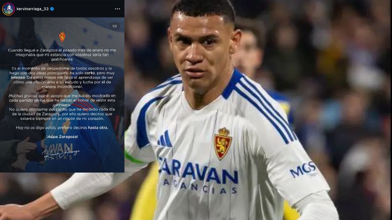 El mediocampista, Kervin Arriaga, se despidió este lunes del Real Zaragoza a través de sus redes sociales.