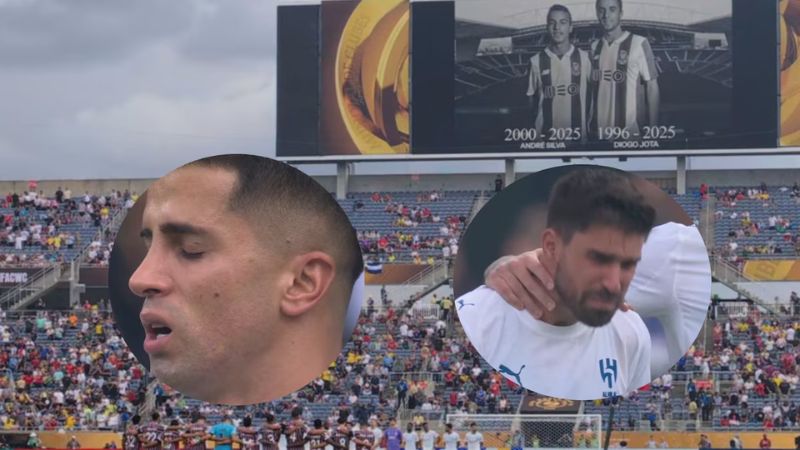 Los jugadores del Al Hilal, Joao Cancelo y Rubén Neves lamentaron la muerte de su compañero de selección, Diogo Jota, durante el minuto de silencio.