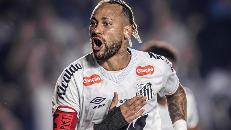 Neymar celebra el gol que le dio el triunfo al Santos sobre el Botafogo.