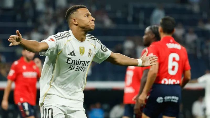 El delantero francés Kylian Mbappé anotó el gol del triunfo del Real Madrid sobre el Osasuna.
